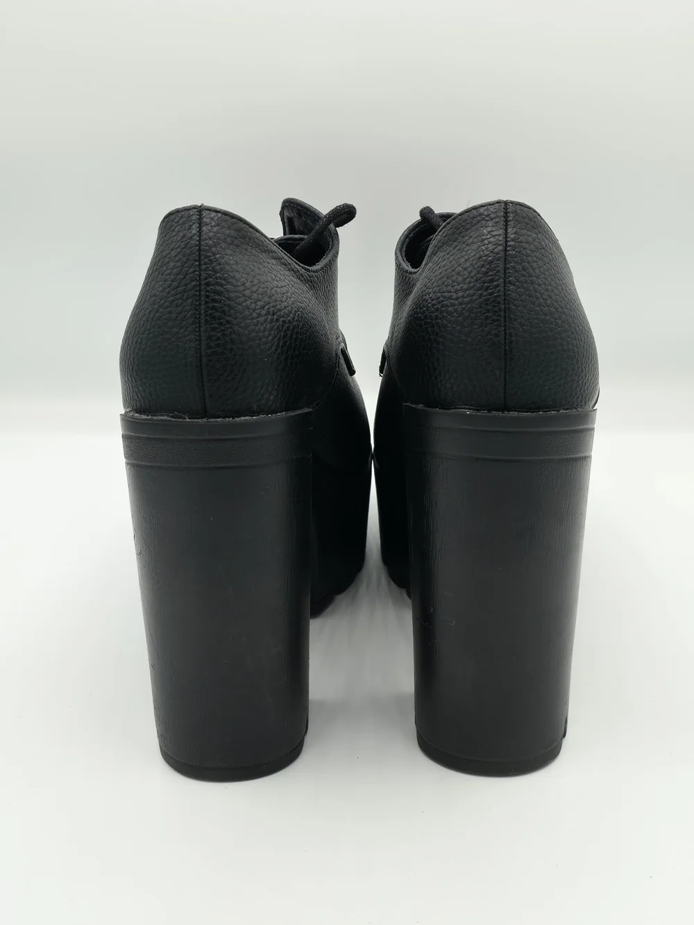 Black Platform Lace-Up Women's Heels